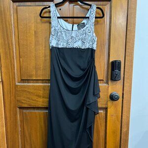 Alex Evenings Black and Silver Asymmetrical Dress